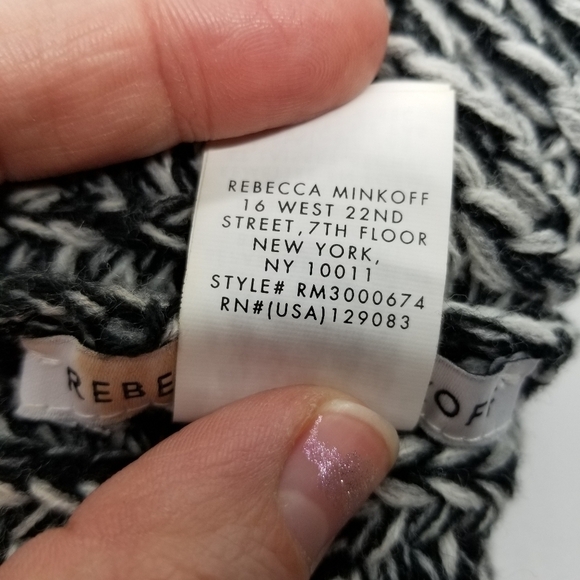 Rebecca Minkoff black and white beanie with pom pom - Picture 4 of 5